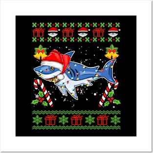 ugly christmas sweater shark Posters and Art